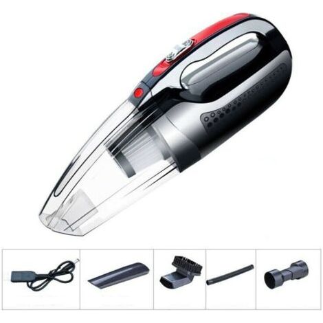 Aspirateur à main à aspiration puissante, aspirateur à main sans fil rechargeable pour le nettoyage de gravier de poussière de poils d'animaux domestiques et de voiture, noir (1/4)