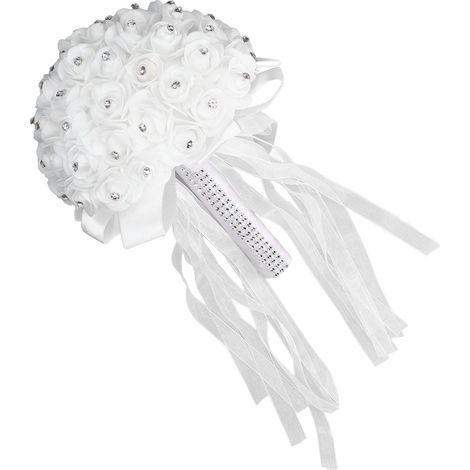 Bouquet de mariée en roses artificielles, bouquet de cérémonie nuptiale, fausses fleurs de mariage (1/5)