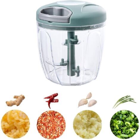 royaluxe-Coupe-légumes à tirette multifonction, coupe-oignons et hachoir à oignons, lavable au lave-vaisselle, sécurisé, compact, pour légumes fruits herbes, vert, 900 ml (1/5)