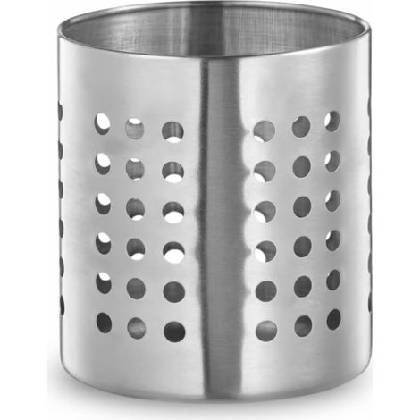 1 - Pot à ustensiles - Acier inoxydable - Design perforé pour ventilation - Rangement cuisine organisé - Argent - 10x13 cm (1/5)