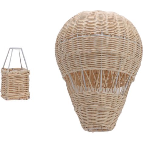 Panier en osier tressé à la main, montgolfière décorative aux détails raffinés, pour chambre d'enfant, fête et accessoire photo (1/5)