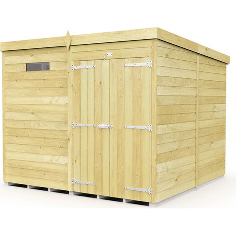 7 x 8 Feet Pent Security Shed - Double Door - Wood - L231 x W214 x H201 cm