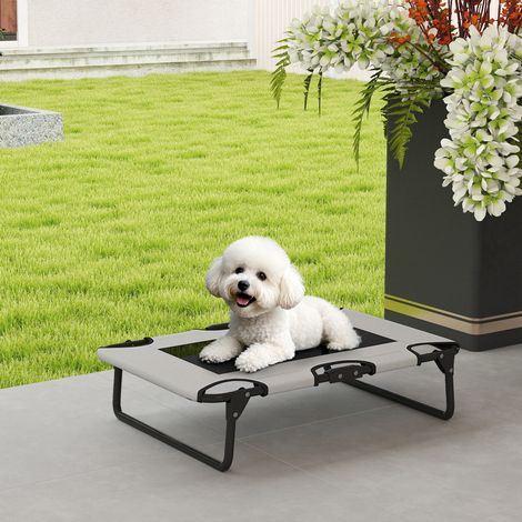 Erhöhtes Hundebett klappbar Haustierbett, Outdoor Hundeliege mit Netzdesign Hellgrau Oxford 75 x 51 x 18 cm