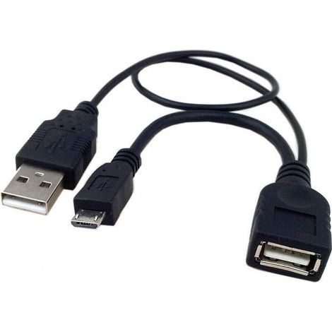 TECHLY Cavo USB A F 2.0 OTG Micro USB M con Alimentazione USB, 30cm Nero (1/5)