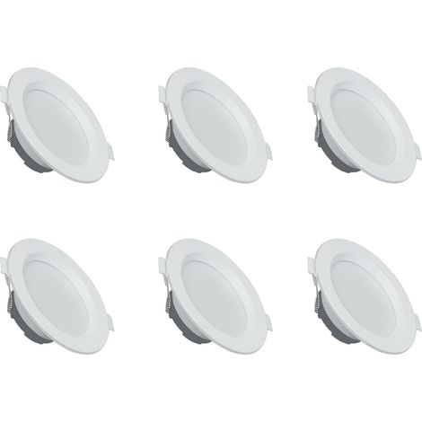 Spot Led Encastrable - 6 W - 4000 K - IP65 - Hauteur 35 mm - Trou Φ68 À 80 mm - Pour Salle De Bain Cuisine Salon - Lot De 6 (1/5)