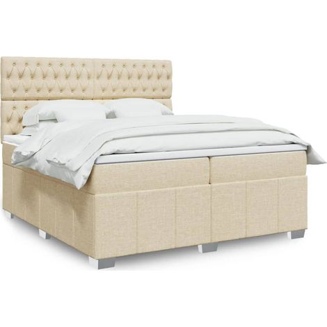 Boxspringbett mit Matratze Creme 200x200 cm Stoff
