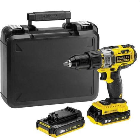 Trapano avvitatore a batteria c/percussione 18V Litio c/batteria di riserva in valigetta Stanley - FMC625D2 (1/2)