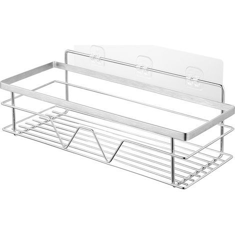 Lntyq Etagère Douche Adhesive Serviteur de Douche sans Percage Acier Inoxydable Rangement Salle de Bain Panier avec Crochet pour Toilette Cuisine Pas de Forage