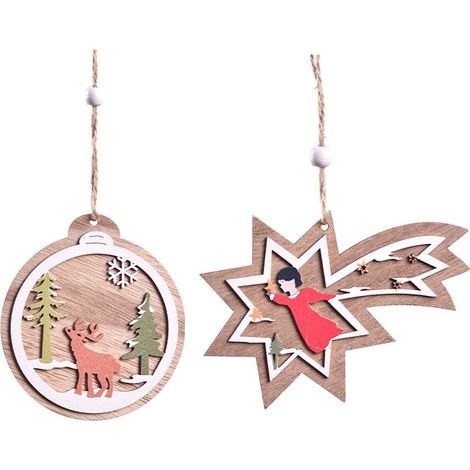 Panneau De Noël - En Bois Naturel - Pour Porte Ou Arbre De Noël - Décoration Intérieure Extérieure - 1 Pièce (1/5)