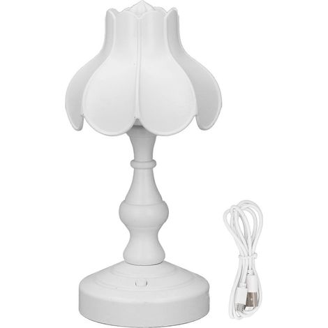 Mini-Nachttischlampe im Retro-Stil mit Blumenmuster, LED-Augenschutzlicht, wiederaufladbar, ideal zum Lernen