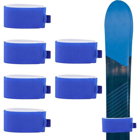 Set de fixations de ski 6 pièces, réglable, avec rembourrage EVA, bleu