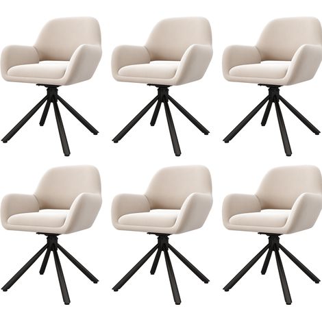 Juego de comedor con mesa extensible blanca y 6 sillas de terciopelo (1/5)