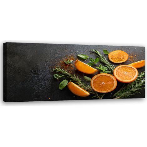 Tableau déco Oranges Fruits Assaisonnement Cuisine Assaisonnement 90x30 (1/5)