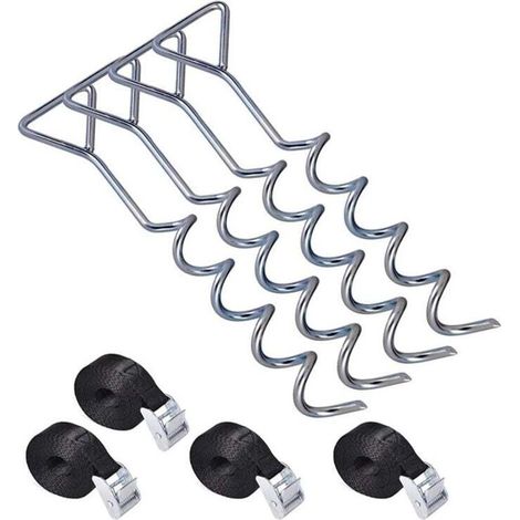 Ensemble d'ancrage au sol 4 pièces avec sangles réglables, piquets d'ancrage pour tente, auvent, trampoline, balançoire,de DEBUNS (1/5)