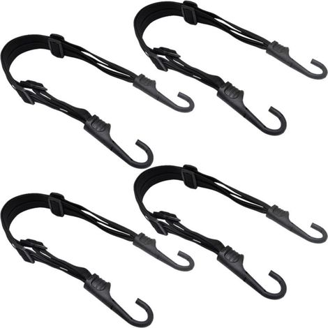 Gepäckspanngurte 4er Set 60cm Schwarz mit Haken für Motorrad & Fahrrad