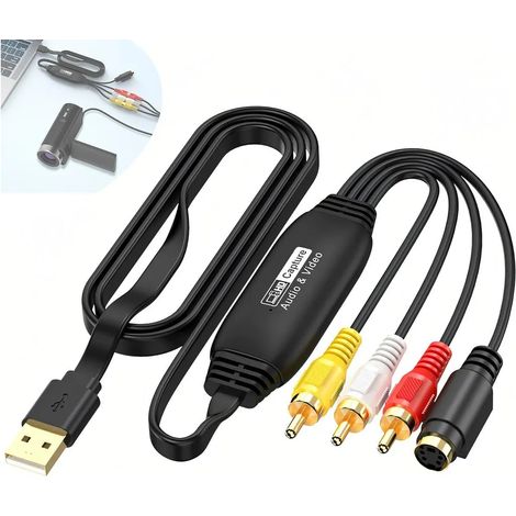 Convertisseur VHS vers USB 2.0, Carte d'acquisition audio et vidéo compatible Mac, Windows XP, 7, 8, 10 et 11 pour numériser vos cassettes vidéo (1/5)