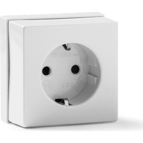 Base enchufe superficie Toma tierra 16A-250V  Blanco