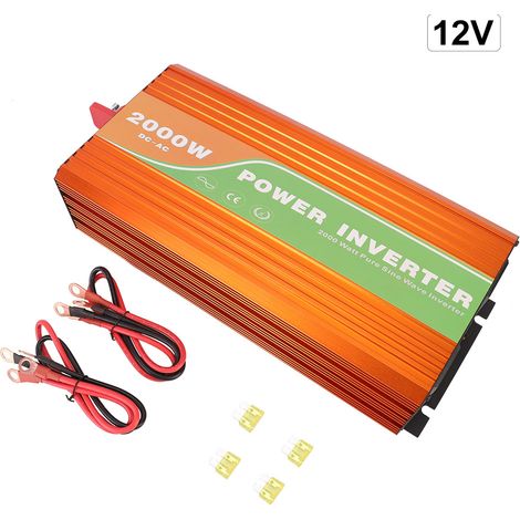 Onduleur solaire pour voiture, 2000 W, à onde sinusoïdale pure haute fréquence, tension de sortie 220 V (1/5)