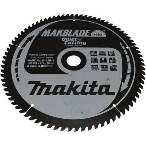 Makita B-32611 Makblade Plus Silenced TCT lame de scie 305x30 pour scies à onglets pour le bois (1/2)