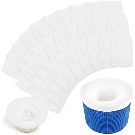 Lot de 30 Chaussettes Filtrantes pour Skimmer Piscine Nylon Élastique Réutilisable, Filtrage Pollen, Feuilles, Cheveux, Accessoire Pratique (1/5)