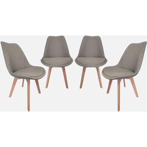 Set di 4 sedie scandinave in legno di faggio e tessuto semplice