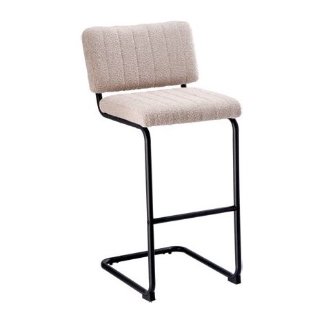 Sgabello da Bar Cucina Boucle Grigio Chiaro con Schienale 45 x 54,5 x 105 cm (1/2)