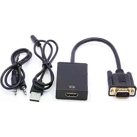 Câble adaptateur compatible VGA vers HDMI, prend en charge l'audio 1080p et l'alimentation, convient aux téléviseurs HD, moniteurs, projecteurs, PC, ordinateurs portables et boîtiers TV. (1/5)