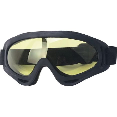 Lunettes de protection X400 pour moto, cyclisme et sports outdoor, masque coupe-vent tactique, monture noire, verres jaunes (1/3)