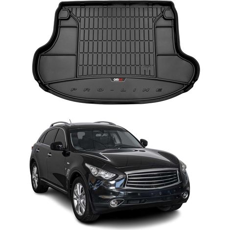 Tapis de Coffre 3D TPE Premium Compatible avec Infinity QX70 2008-2017 - Bac de Protection de Coffre Intérieur antidérapant Revêtement de Coffre Bords Hauts pour Voiture Noir