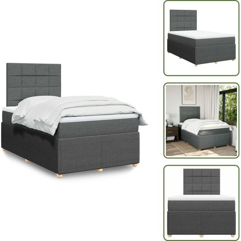 Sommier à lattes de lit avec matelas gris foncé 120x190cm tissu - Sommier À Lattes De Lit - Sommiers À Lattes De Lit - Lit - Meuble De Chambre À Coucher (1/5)