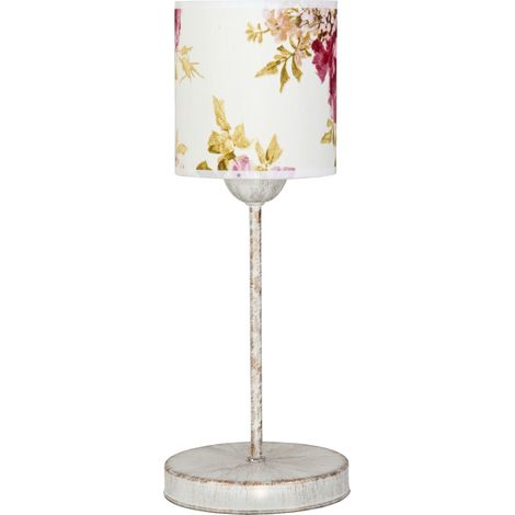 Weiße Tischlampe mit antikgoldenem Schirm, Morgan 9-886 (1/5)