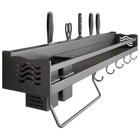 BUNTHAUS Étagère à épices murale sans perçage – 6 crochets amovibles – Dimensions 14 x 40 cm – Rangement optimisé pour cuisine
