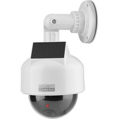 Caméra de Surveillance Solaire Professionnelle Speed Dome Dummy Fake factice - Caméra de Surveillance d'extérieur - avec Objectif et lumière LED Rouge - Surveillance des Marchandises, 720p (1/5)