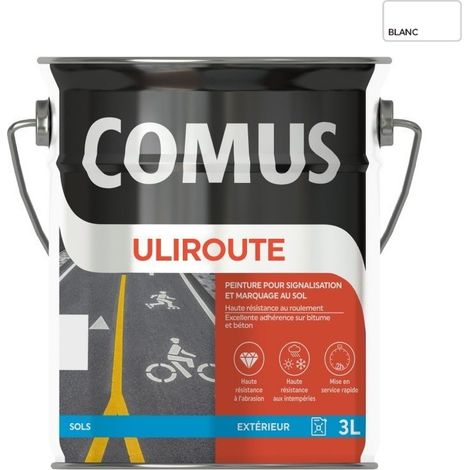 Comus – Peinture pour signalisation et marquage routier 3L – Résistance à l'usure, séchage rapide – Applicable sur béton et bitume