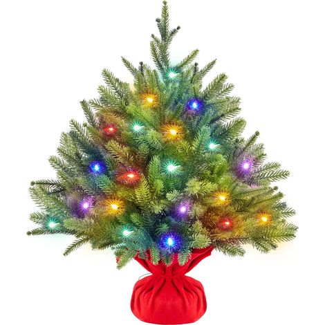 Yaheetech Sapin de Noël Artificiel 61cm Petit avec 35 Lumières LED Colorées (1/5)