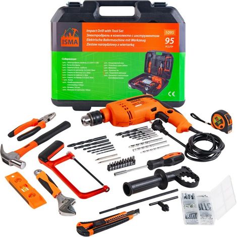Juego de taladro de impacto de 750 W, brocas, estuche de 95 piezas (1/5)