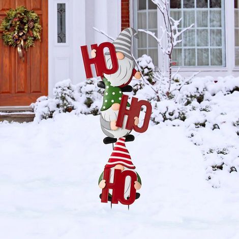 Doppelseitiger Weihnachts-Gartenstecker, Außendekoration mit Tasche, 1 Stück, winterlicher Deko-Stecker für Rasen und Terrasse (1/5)
