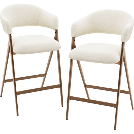 Colamy – Lot de 2 tabourets de bar modernes – Dossier haut, assise en tissu, structure métallique – Confort optimal pour cuisine ou salle à manger