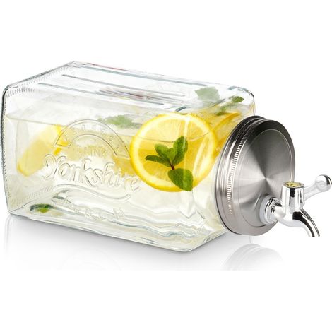 Glasbehälter für Getränke mit Zapfhahn für den Kühlschrank, Wasser- oder Saftbehälter, 3,3 l (1/5)