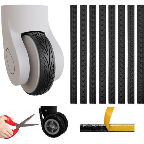 Lot de 8 Housses pour Roues de Bagages en Silicone, Réduction des Vibrations Sonores, pour la Plupart des Bagages à 8 Roulettes/Protection pour Roulettes de Chaise (1/5)