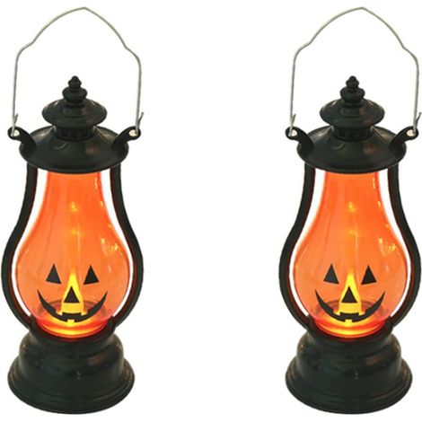 (Lot de 2) lanternes citrouille d'Halloween avec poignée LED Citrouille Light Article de décoration pour fête d'Halloween Décoration (1/4)