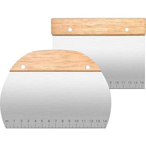 2 Pièces Coupe Pate Spatules Semi Circulaires Corne Patisserie en Acier Inoxydable avec Manche en Bois (1/5)