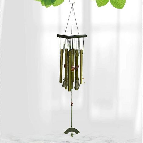 Carillon éolien d'extérieur, carillon de jardin avec 8 tubes et pendentifs en alliage de cuivre, idéal pour la terrasse, le jardin et la décoration extérieure. (1/4)