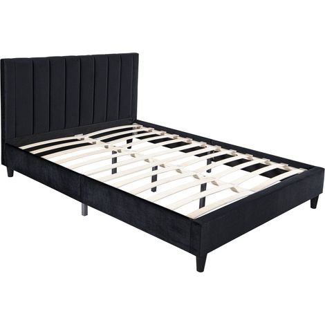 Bett 160x200 cm in schwarzem Samt CAMBRIDGE