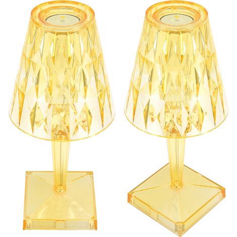 Lampe de table LED en cristal, prisme transparent, lampe de bureau à intensité variable, chargement USB, éclairage intérieur jaune (1/5)