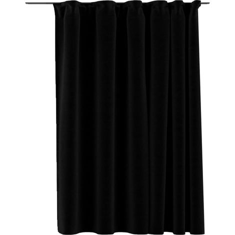 INLIFE Rideau occultant d'aspect de lin avec crochets Noir 290x245 cm (1/4)