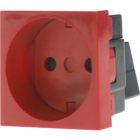 IluminaShop - Enchufe Schuko 16A/250V 2P+T para Cajas 45x45 Rojo (1/2)