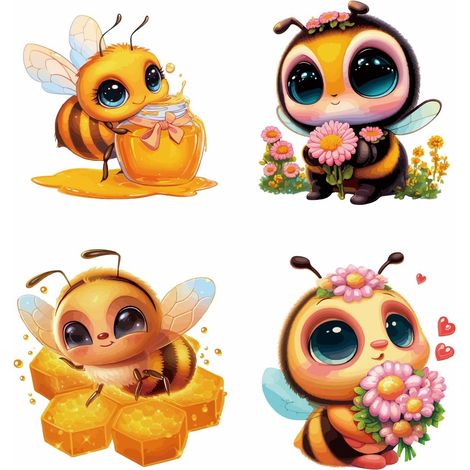 4pcs Autocollants de Fenêtre Abeilles 16cm Autocollants Statiques pour Porte Coulissante Motif Fleur Cœur Miel Autocollants pour Verre Autocollants Anti Collision pour Chambre à Coucher (1/5)