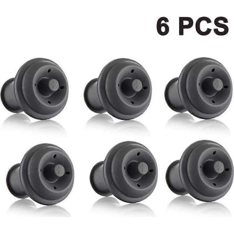 Lot de 6 bouchons sous vide, bouchons à vin, scellants réutilisables pour bouteilles, compatibles avec les pompes à vide (1/5)