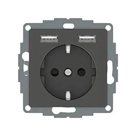 Presa Schuko merten USB 2 4 A antracite opaco